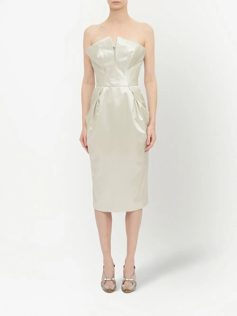 Maison Margiela Strapless midi-jurk - Beige