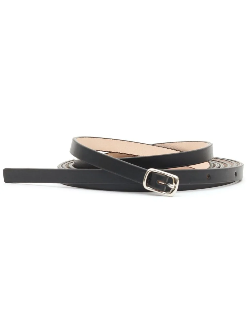 Skinny Leather Belt In Black