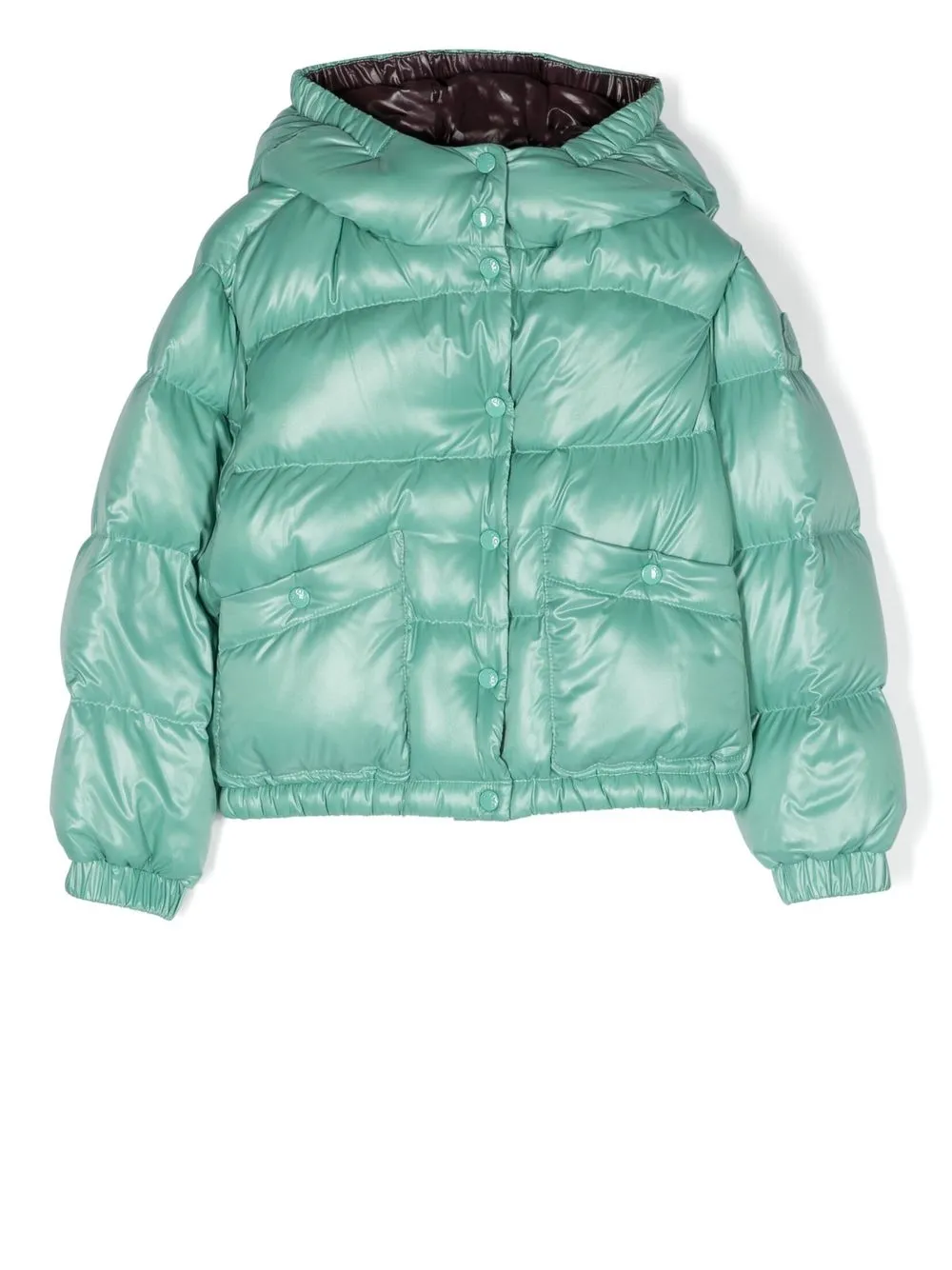 

Moncler Enfant logo-patch puffer hooded jacket - Green