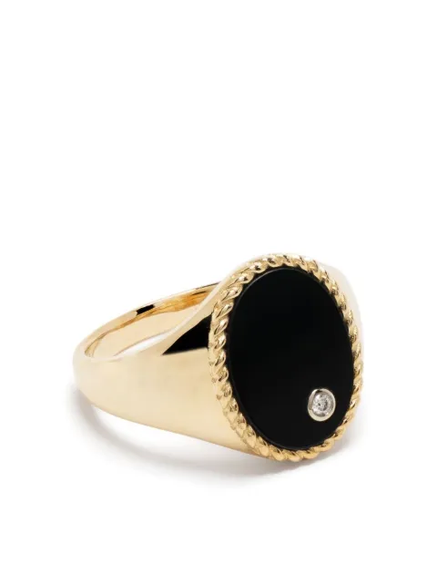 Yvonne Léon "Anello con sigillo in oro giallo 9kt, diamante e onice"
