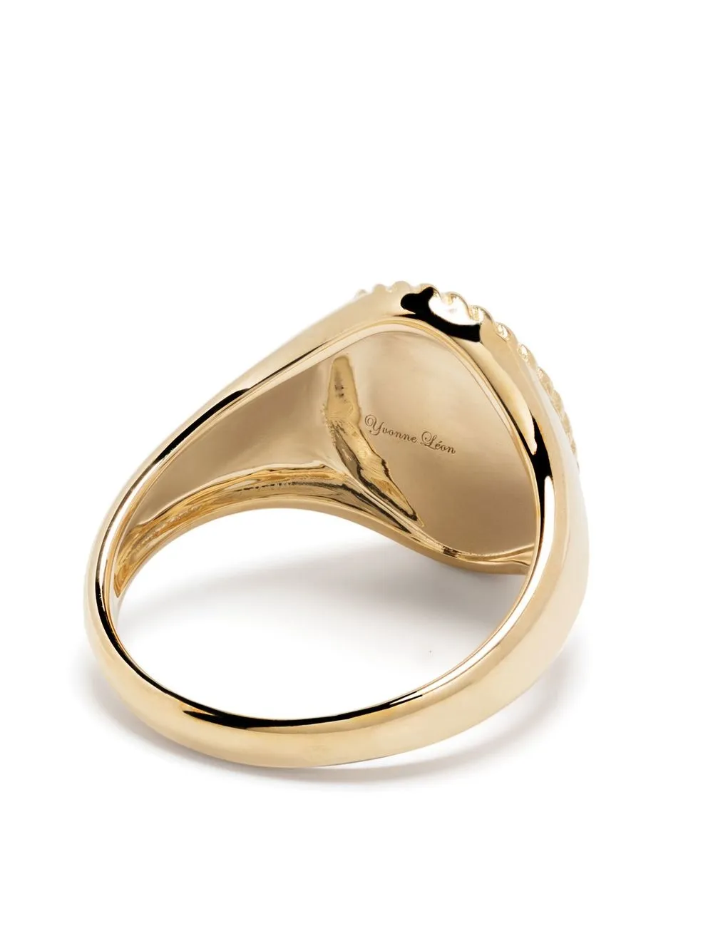 Shop Yvonne Léon 9kt Yellow Gold Onyx Diamond Signet Ring