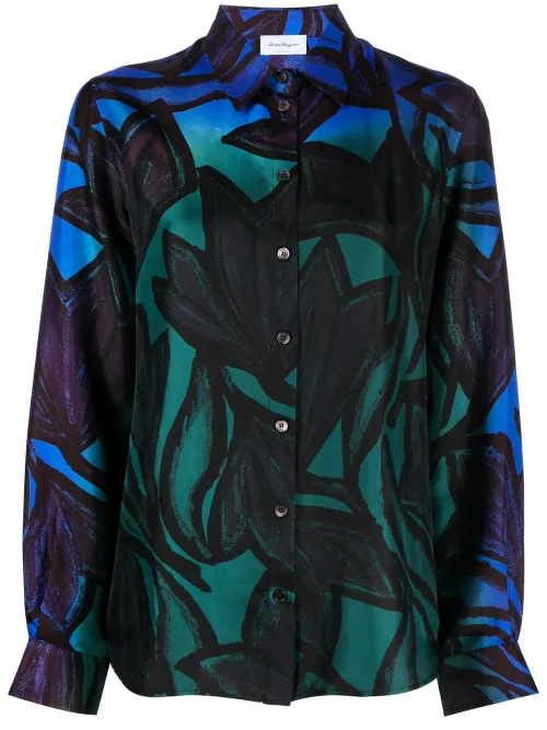 Chemise en soie à imprimé graphique - Ferragamo - Modalova