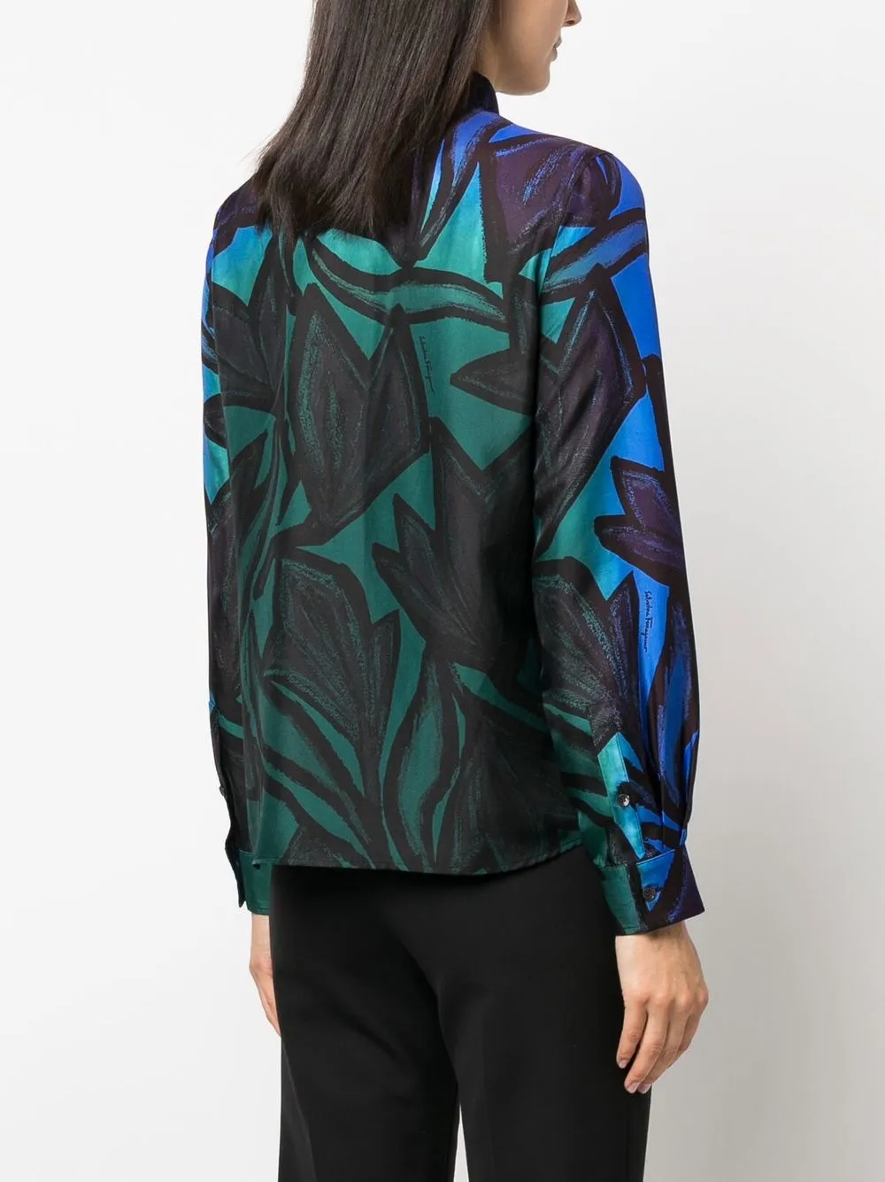 Ferragamo Graphic-print Silk Shirt In Black