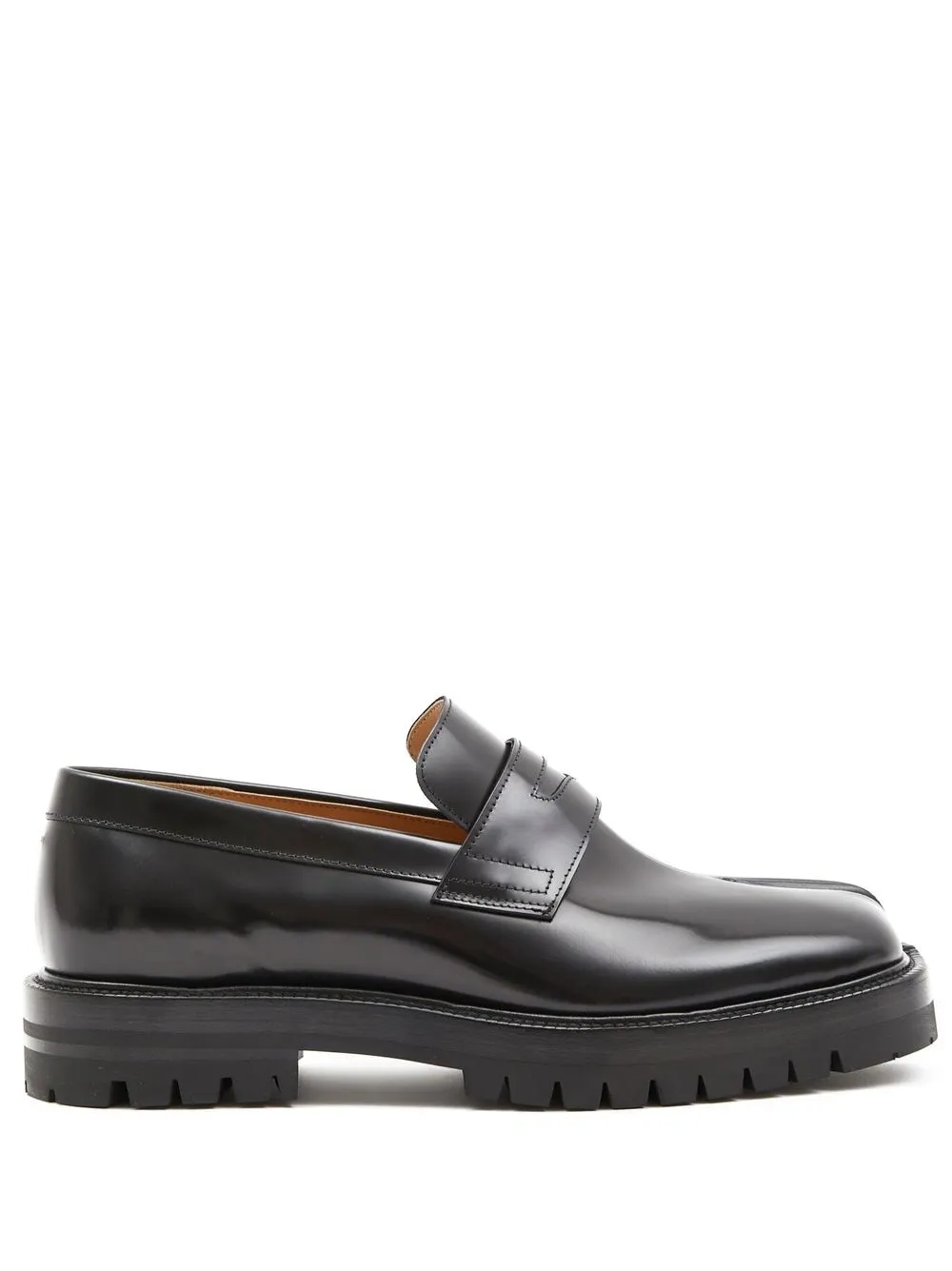 Shop Maison Margiela Tabi Leather Loafers In Black