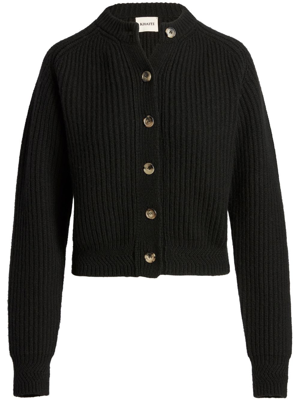 Shop Khaite Michaela Ribbed-knit Cardigan In Black