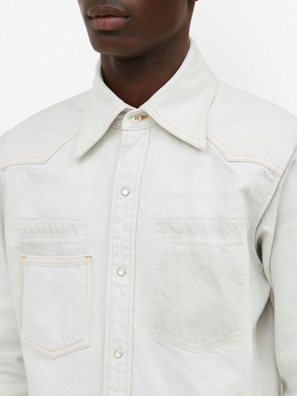 Shop Maison Margiela Selvedge Denim Shirt In Neutrals