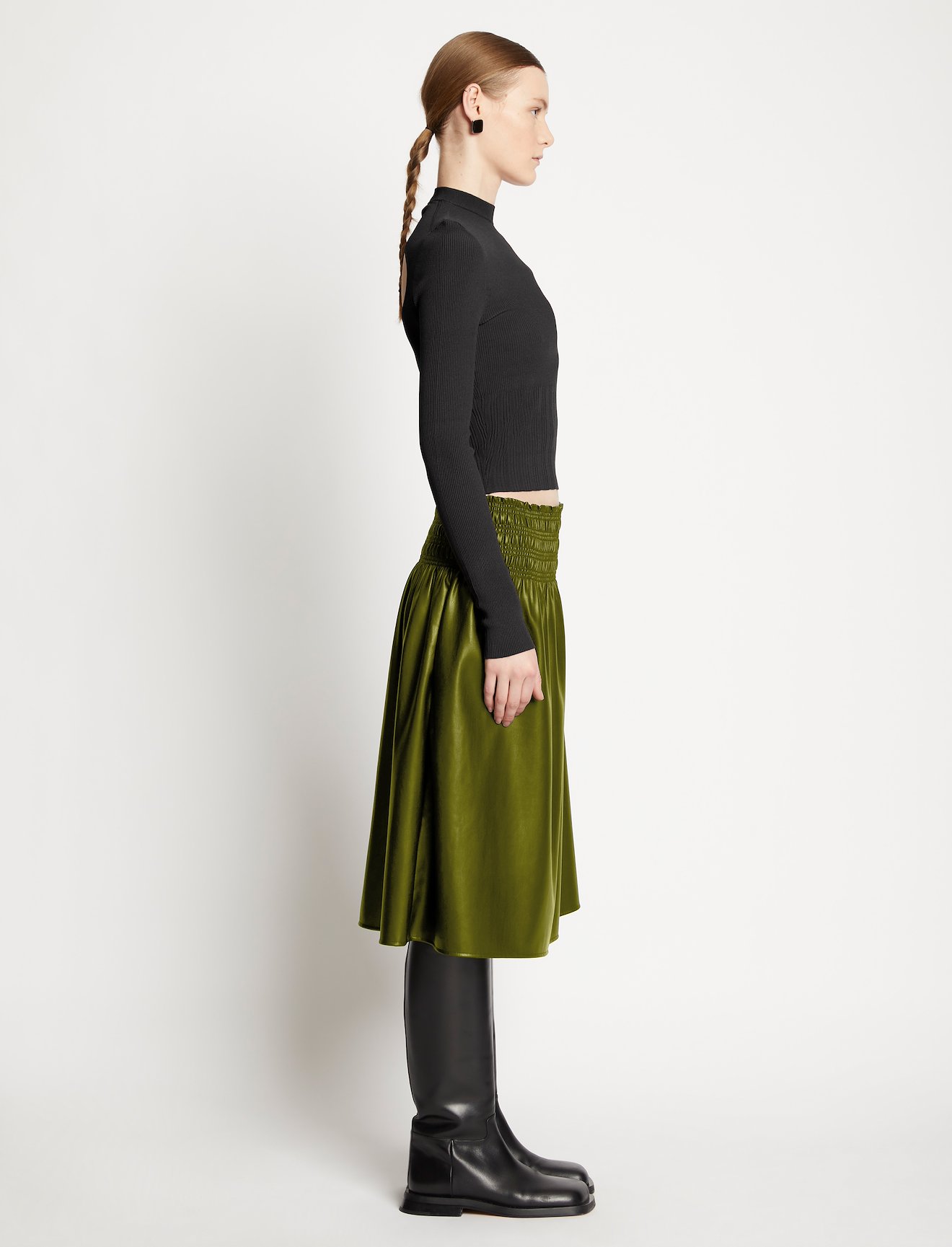 Faux Leather Smocked Skirt #1