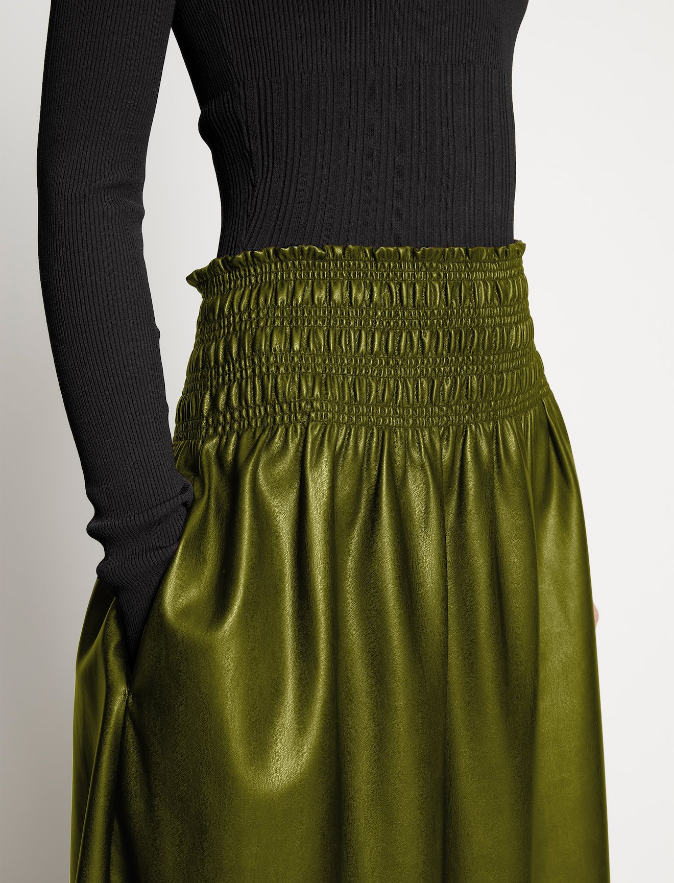 Faux Leather Smocked Skirt #3