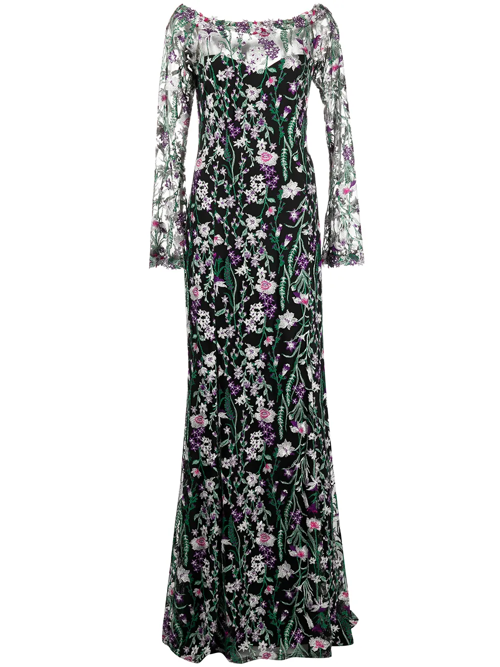 

Tadashi Shoji vestido de fiesta con bordado floral - Negro