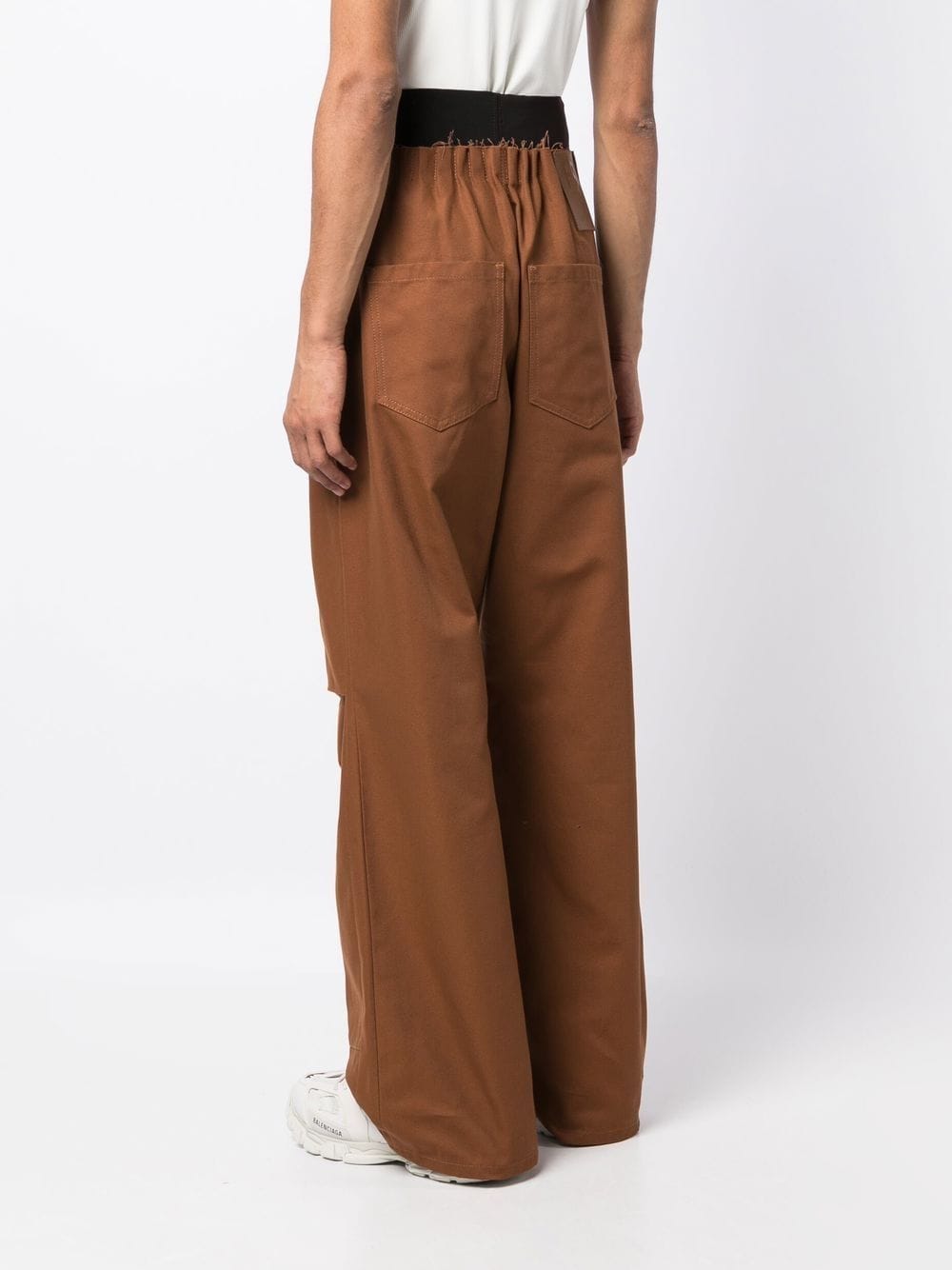 Shop Raf Simons Gathered-waist Wide-leg Trousers In Brown