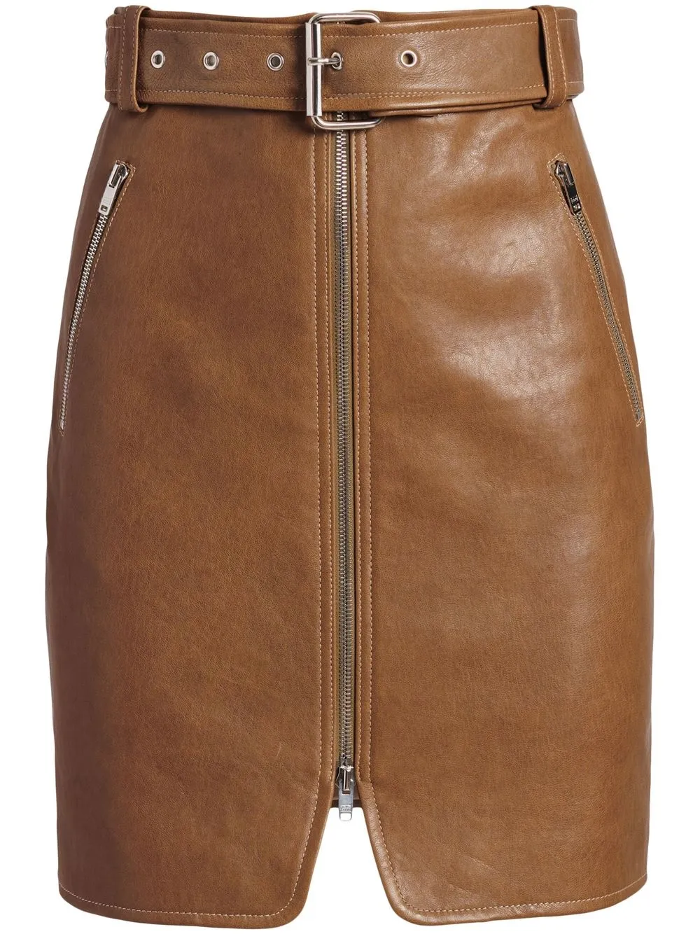 

KHAITE The Luana belted leather skirt - Brown