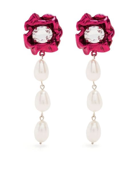 Sterling King aretes Lola con cristales y perlas