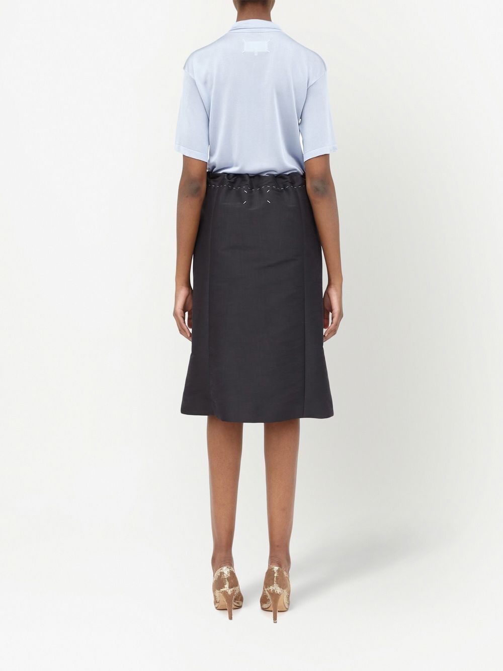 Shop Maison Margiela Moiré-effect Drawstring Midi Skirt In Black