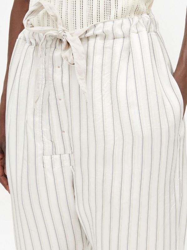 Jacquard stripe drawstring trousers white  Totême