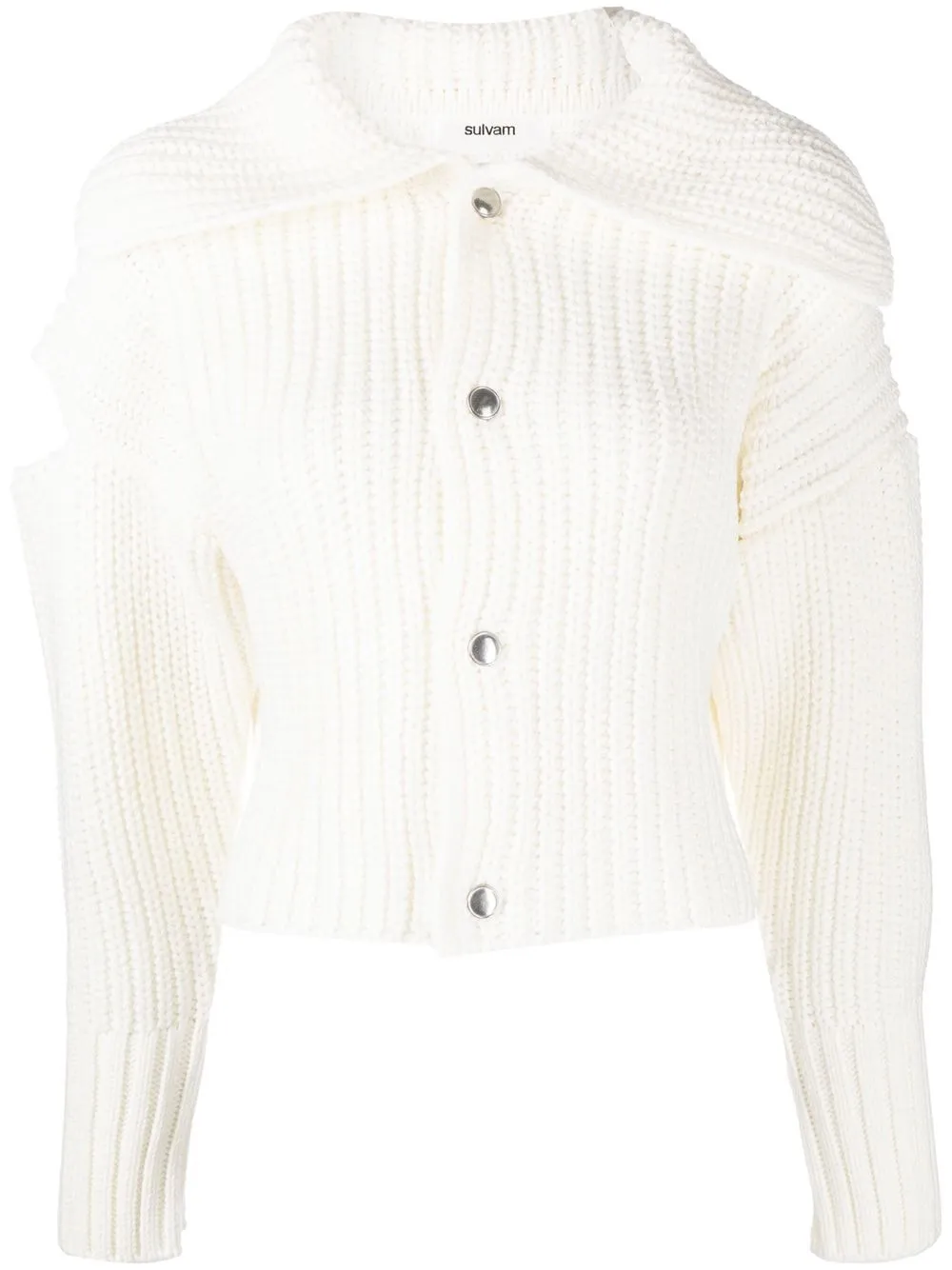 

sulvam cárdigan con cuello de canalé - Blanco