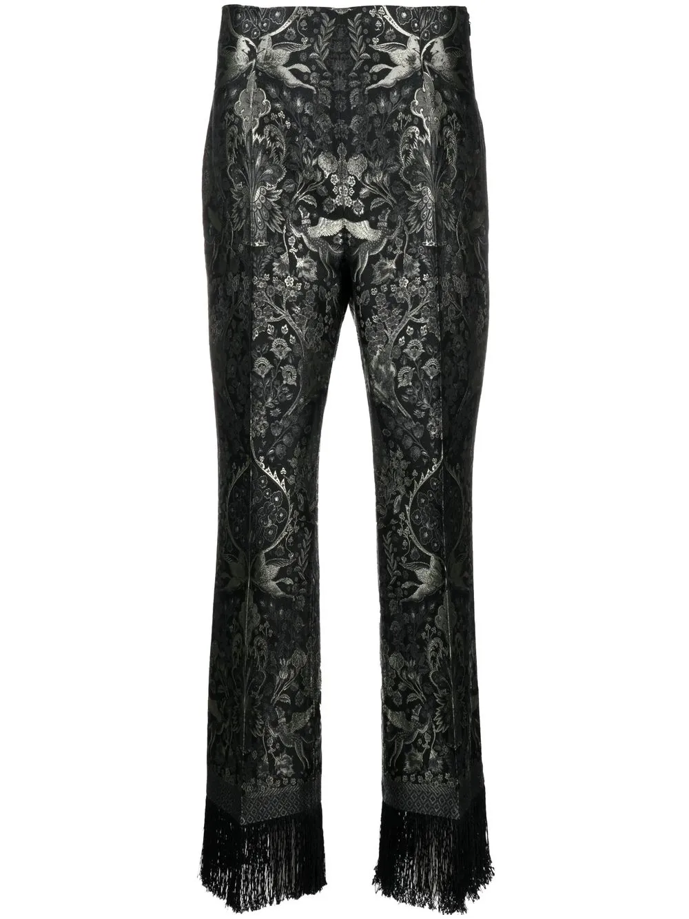 

ETRO jacquard high-waist fringed trousers - Black