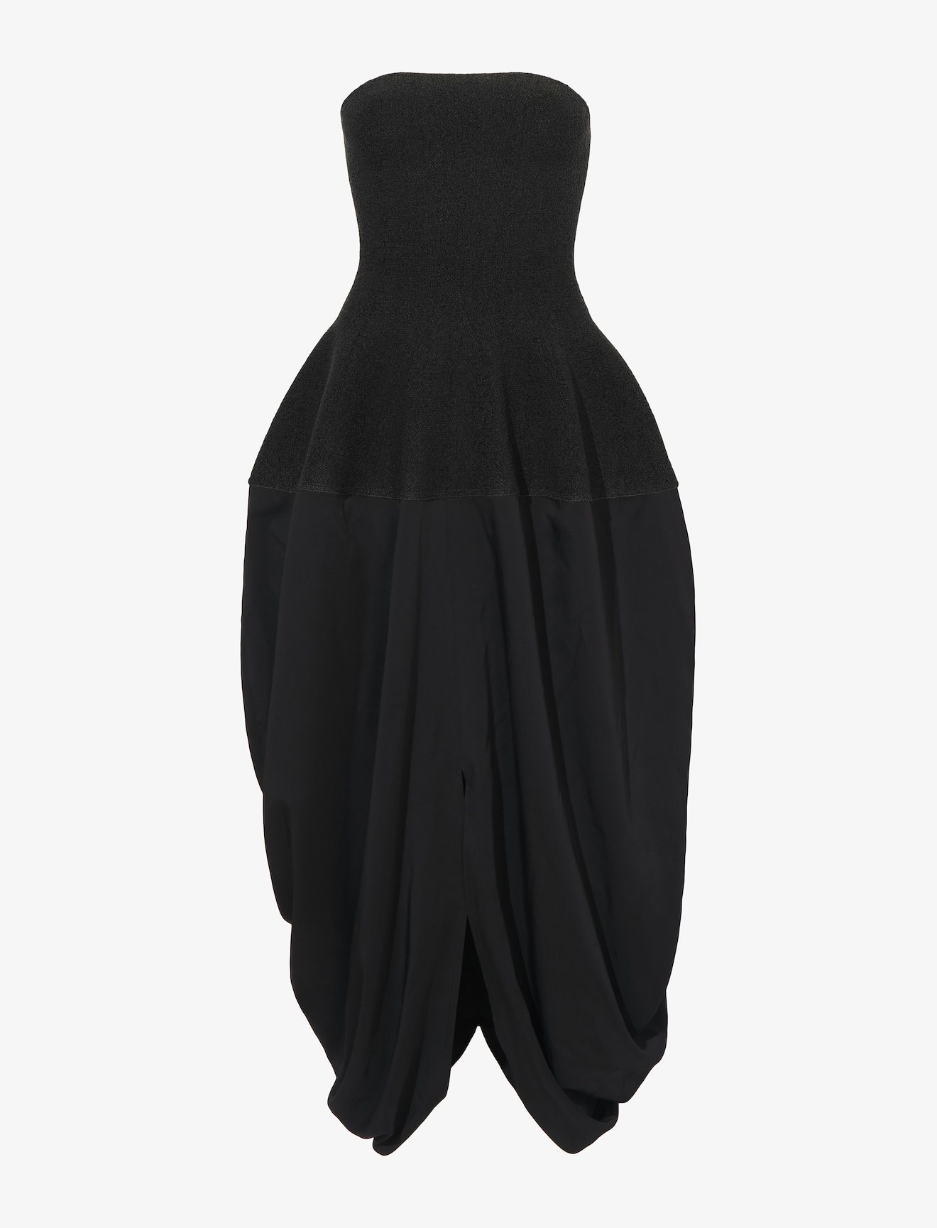 Sculpted Silk Boucle Strapless Knit Dress #4