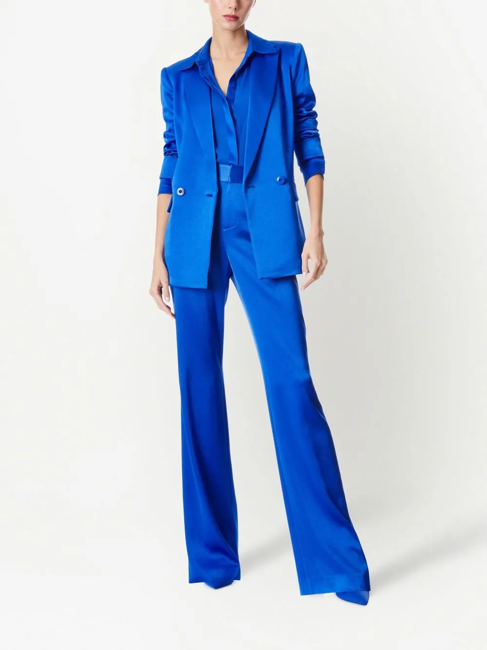 Alice And Olivia Justin Rollcuff Doublebreasted Blazer In Blue ModeSens