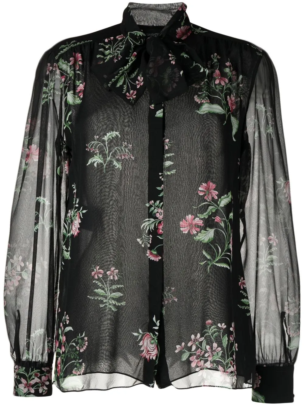 

Giambattista Valli blusa de seda con estampado floral - Negro