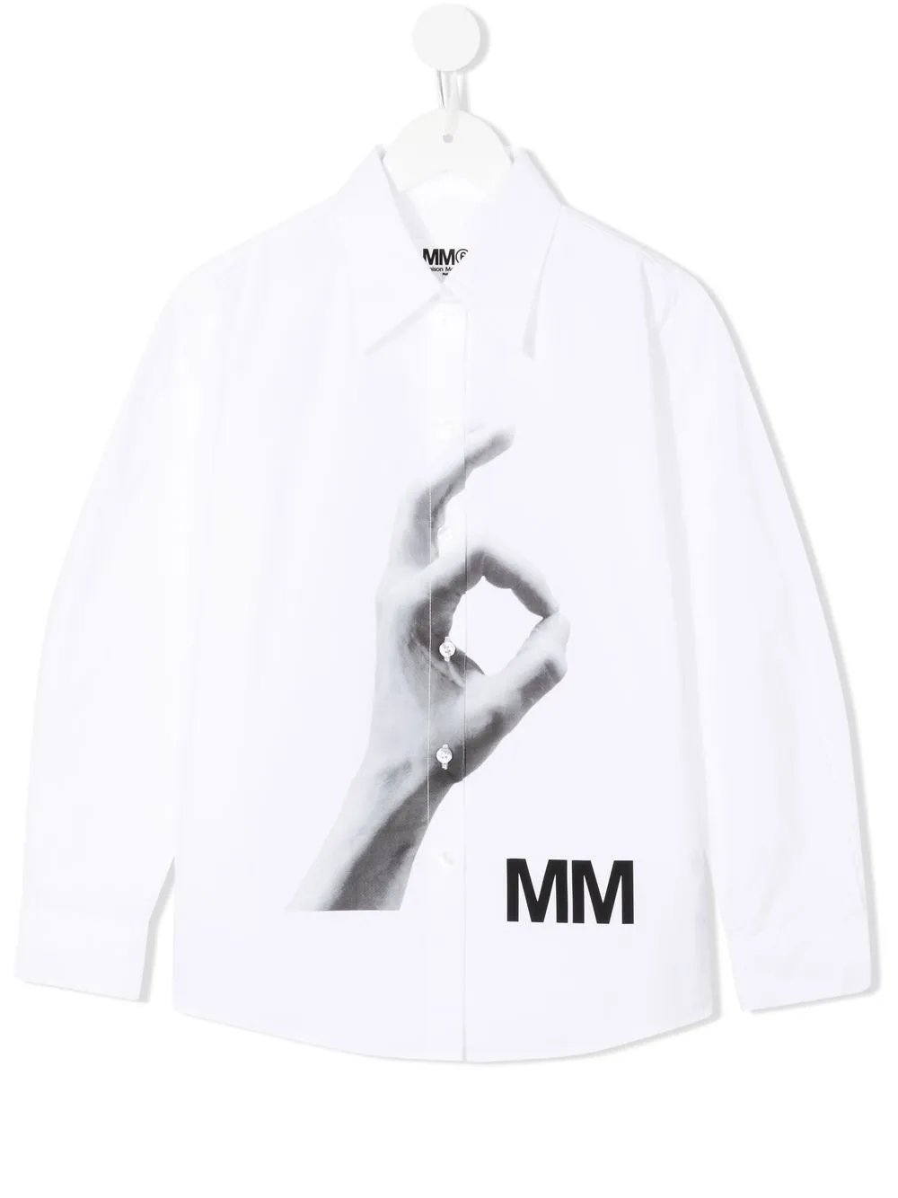 

MM6 Maison Margiela Kids camisa manga larga con estampado gráfico - Blanco