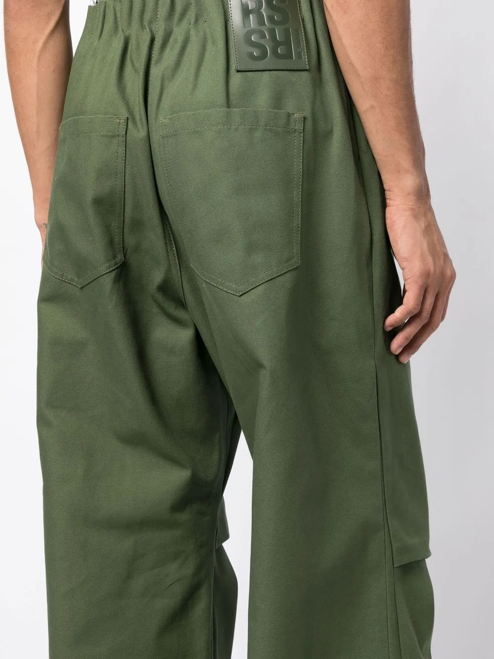 Shop Raf Simons Gathered-waist Wide-leg Trousers In Green