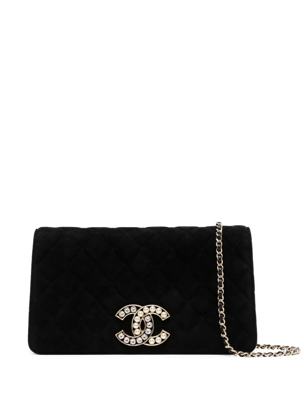 

Chanel Pre-Owned embellished logo plaque Full Flap shoulder bag - Black