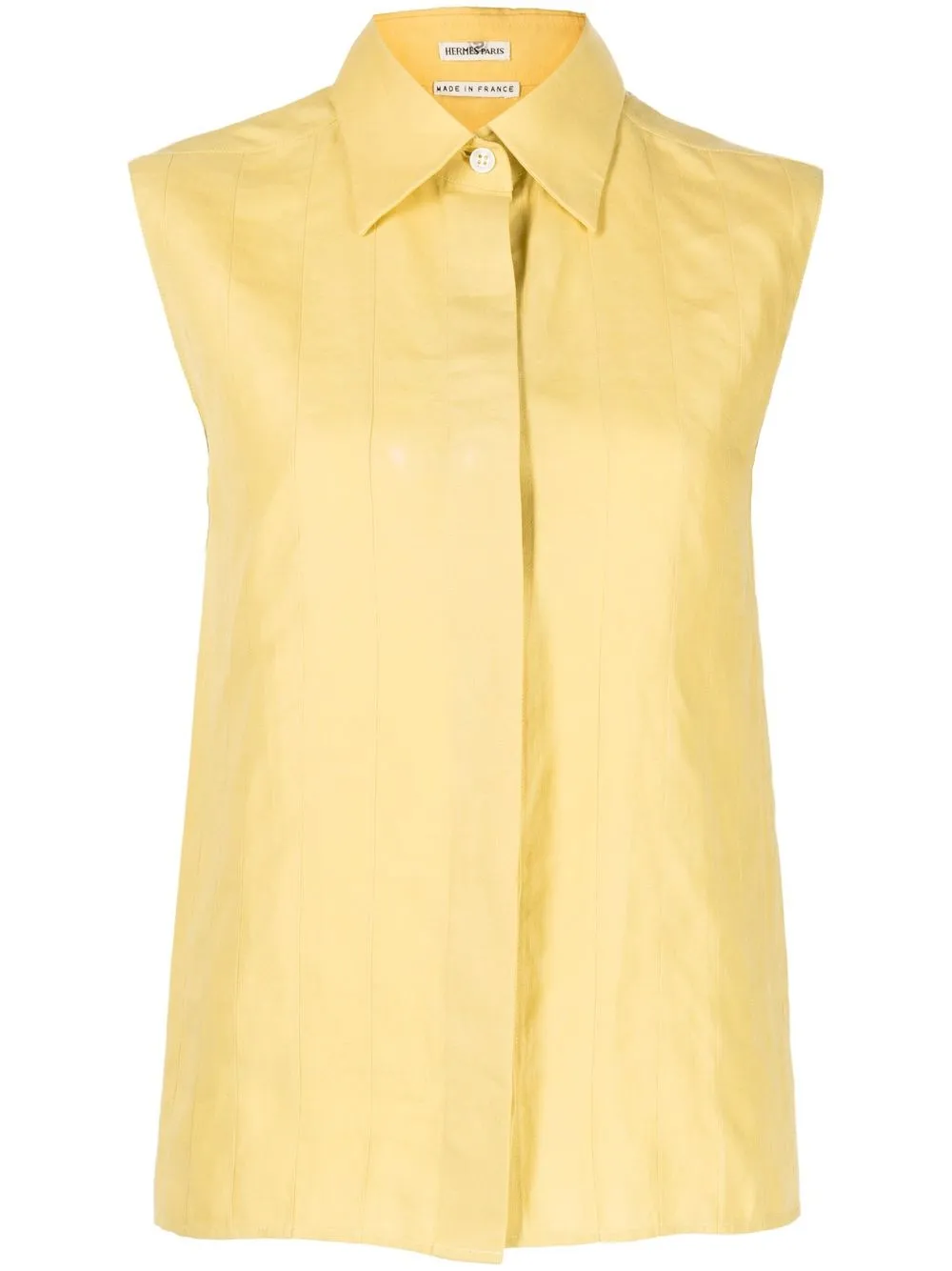 

Hermès camisa sin mangas con detalle plisado 2010 - Amarillo