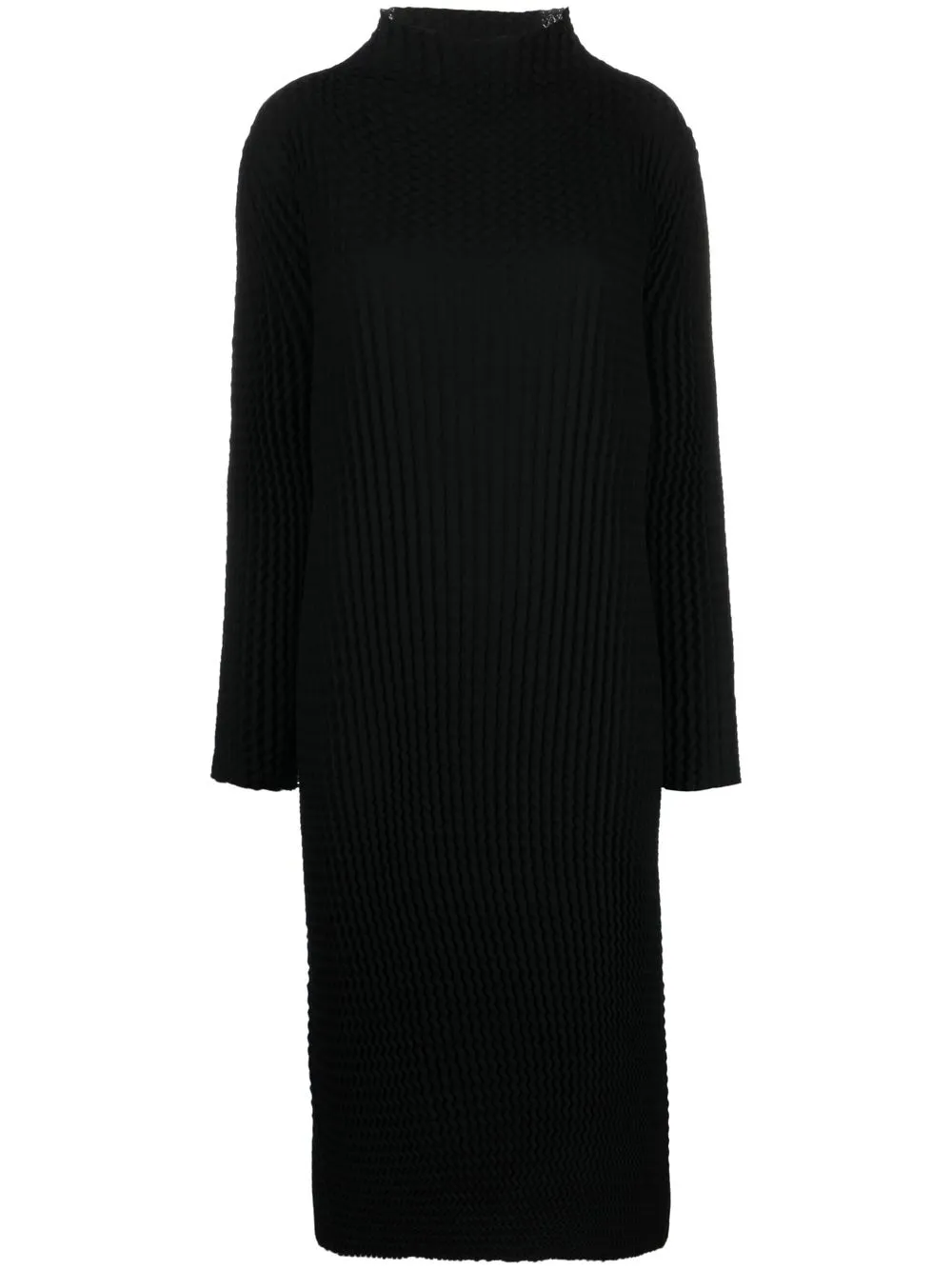 Issey Miyake plissé-detail mock-neck Knitted Dress - Farfetch