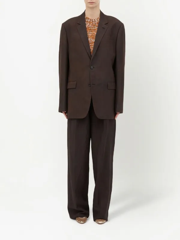 Maison Margiela single-breasted wool-linen Blazer | Brown
