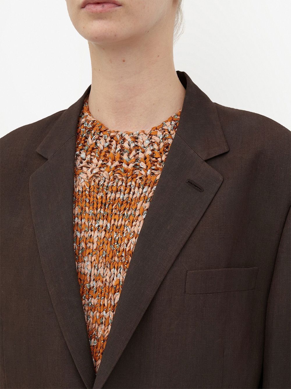 Shop Maison Margiela Single-breasted Wool-linen Blazer In Brown