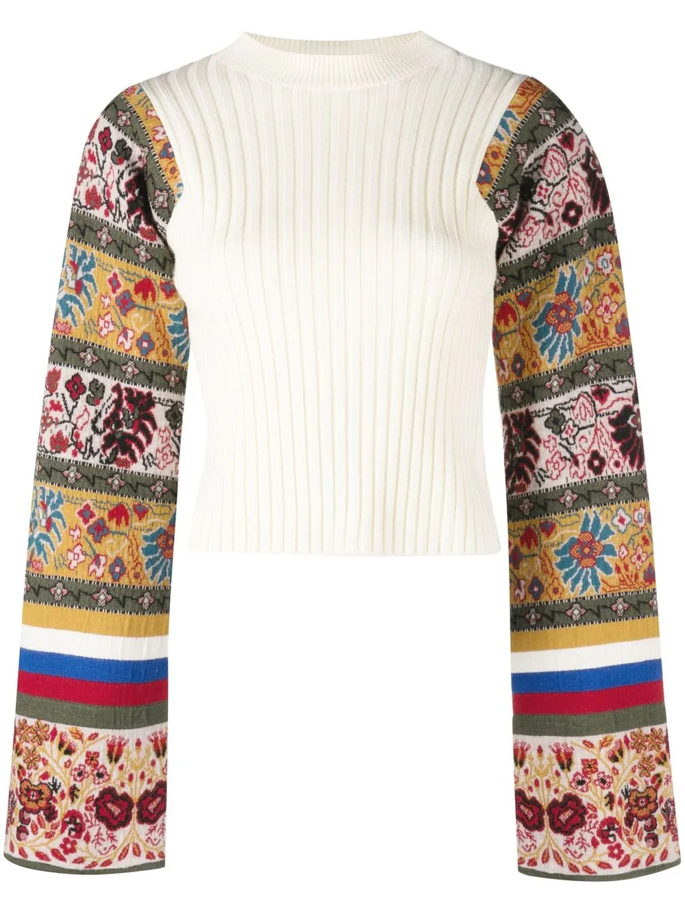 

ETRO contrasting-panel intarsia-knit jumper - White