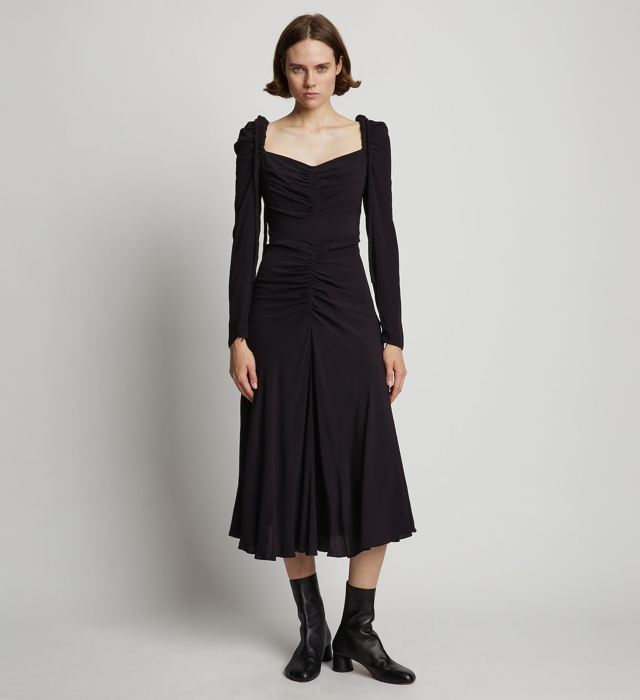 Viscose Crepe De Chine Cinched Dress