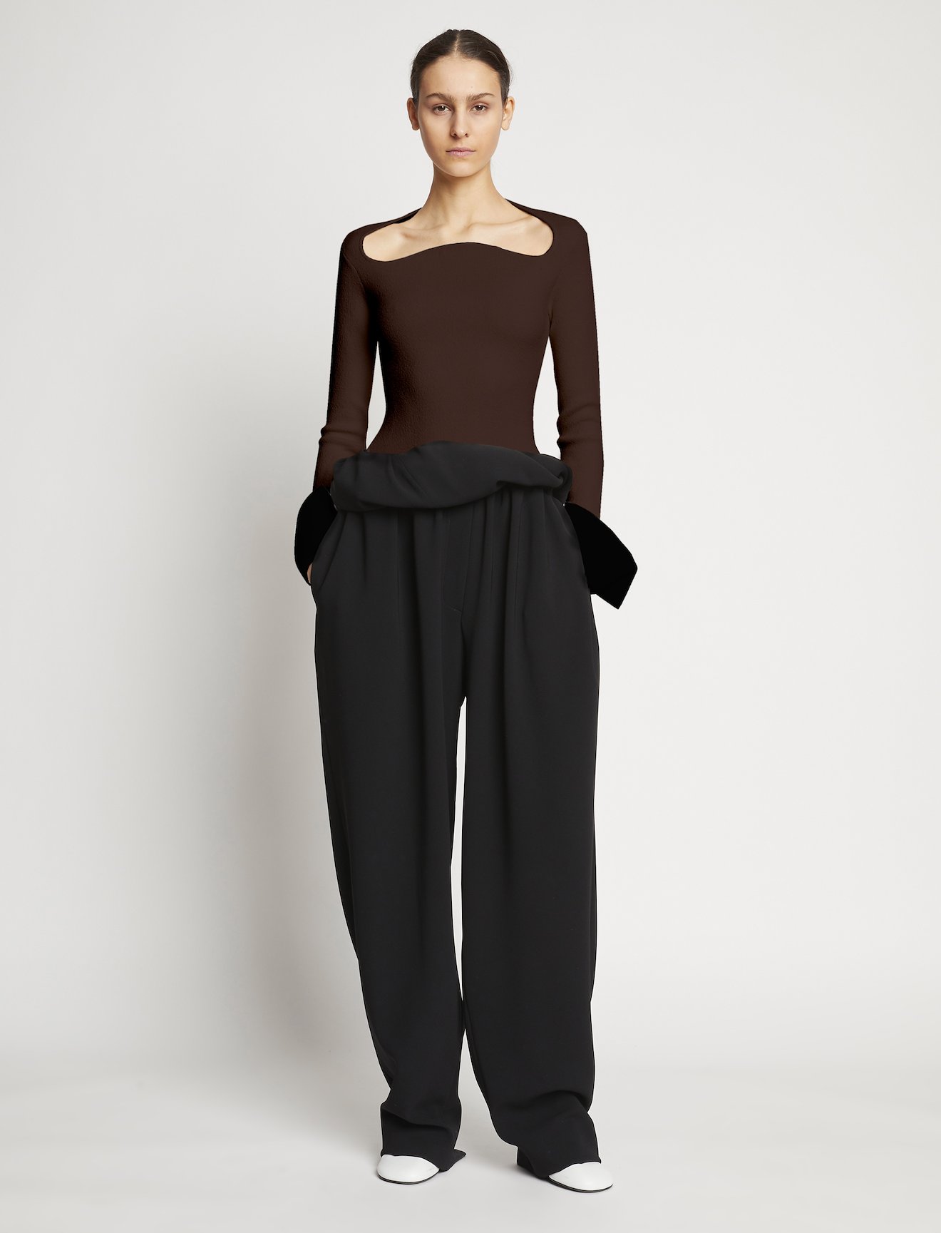 Textured Viscose Knit Sweater in brown | Proenza Schouler