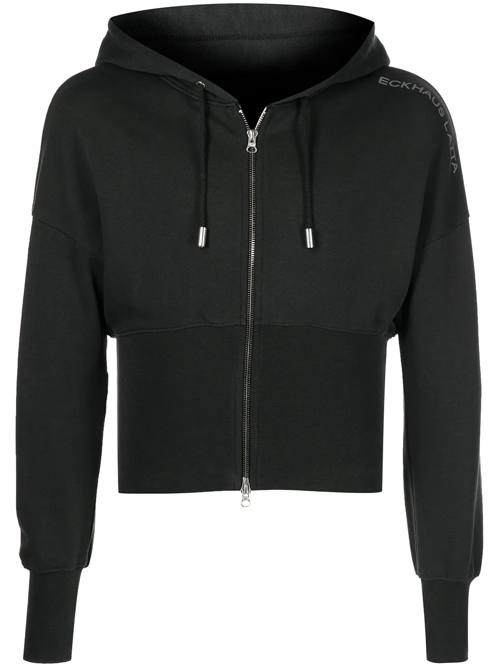 

Eckhaus Latta hoodie corta con logo estampado - Negro