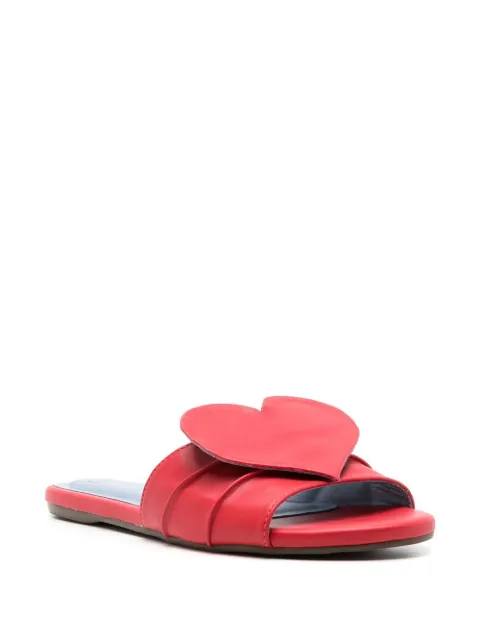 Blue Bird Shoes heart-motif leather slides 