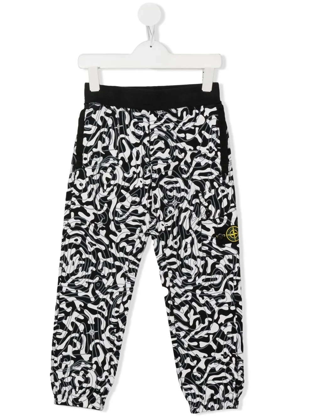 

Stone Island Junior abstract-print logo-patch track pants - Black