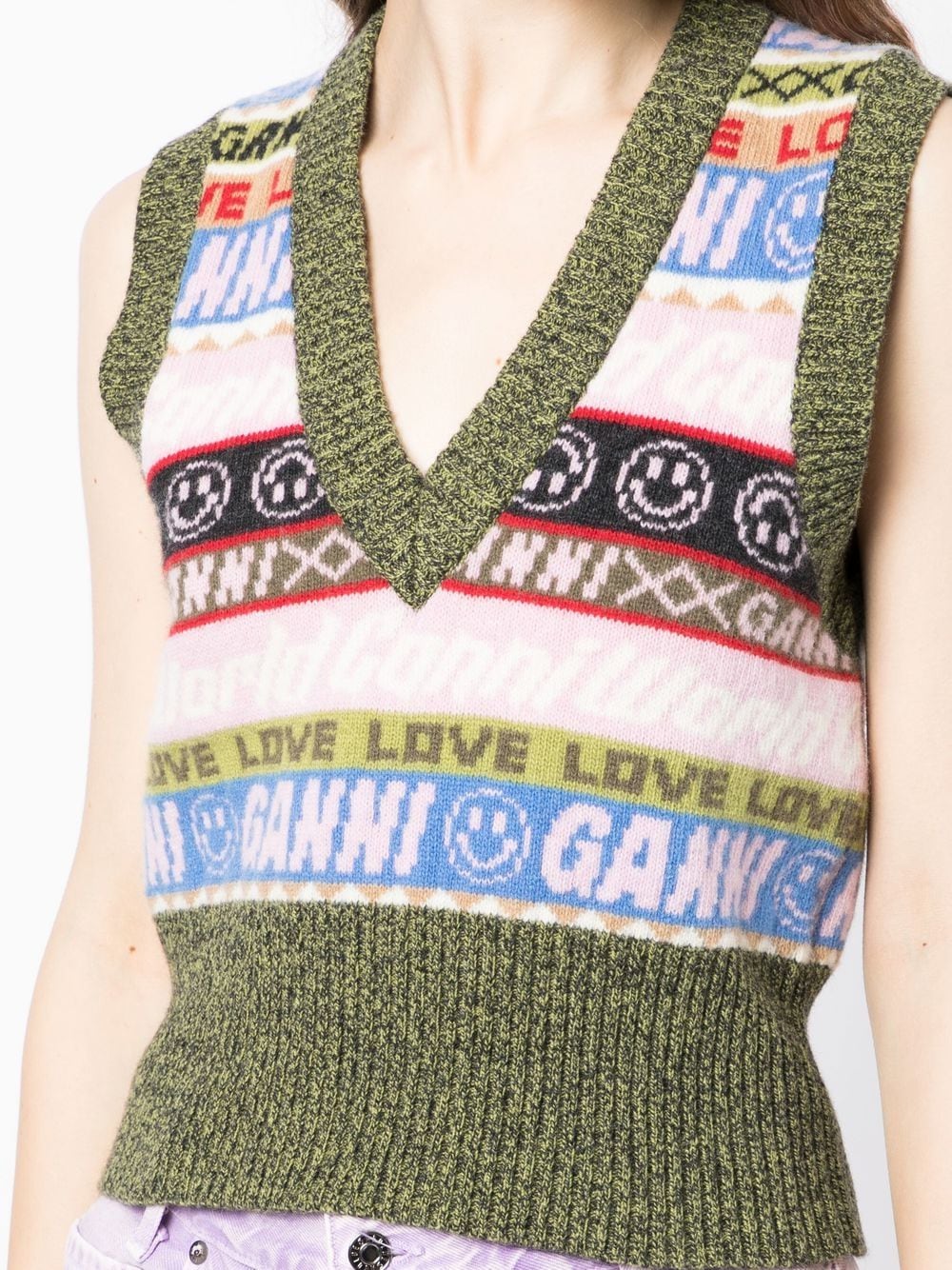 GANNI graphic-knit Vest Top - Farfetch