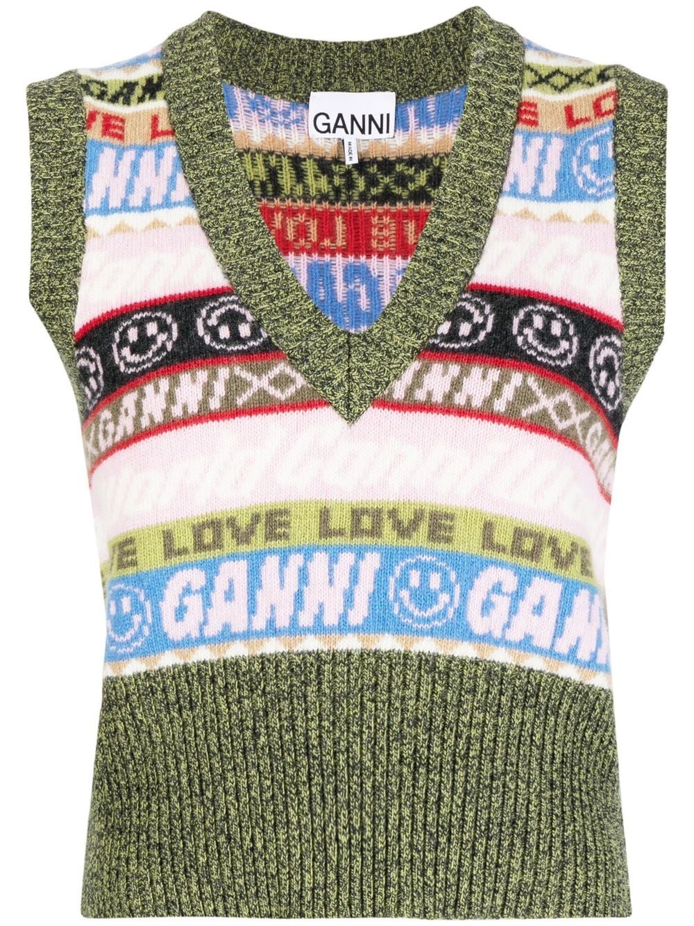 GANNI graphic-knit Vest Top - Farfetch