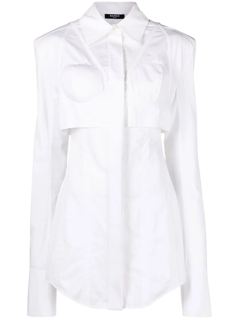 

Balmain bustier-cut poplin shirt - White