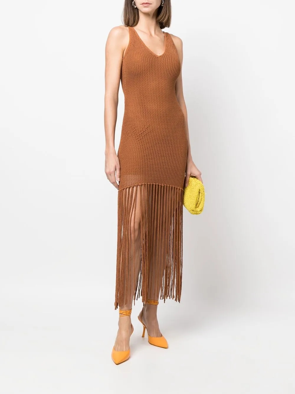 STAUD Layered Fringed Mini Dress Farfetch