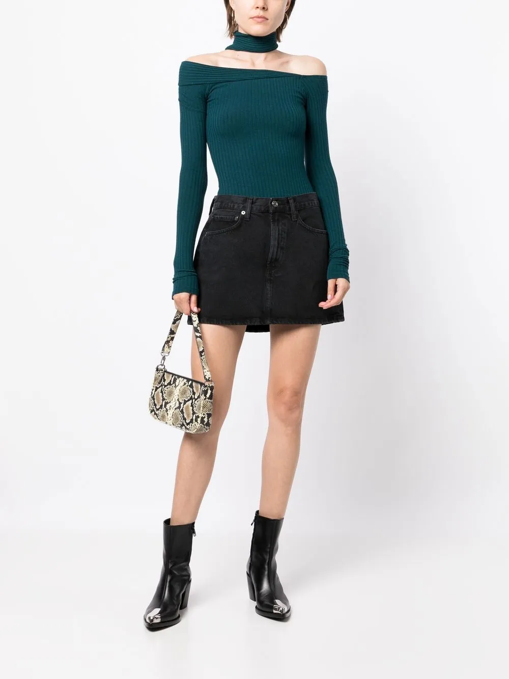 AGOLDE Denim mini-rok - Zwart