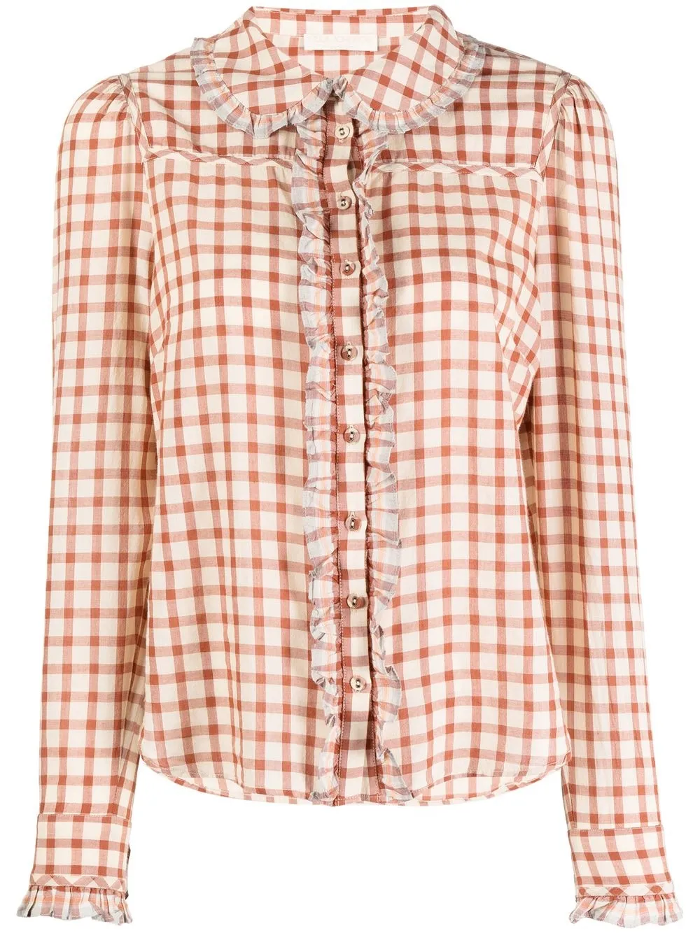 

Ulla Johnson Millie gingham-check ruffled blouse - White