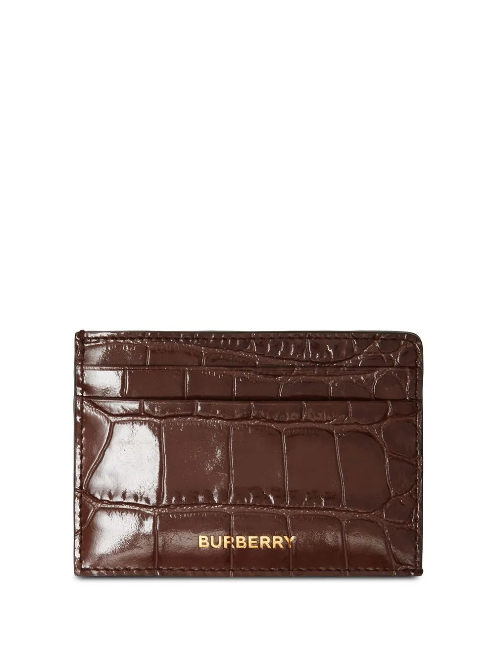 

Burberry embossed-crocodile leather cardholder - Brown