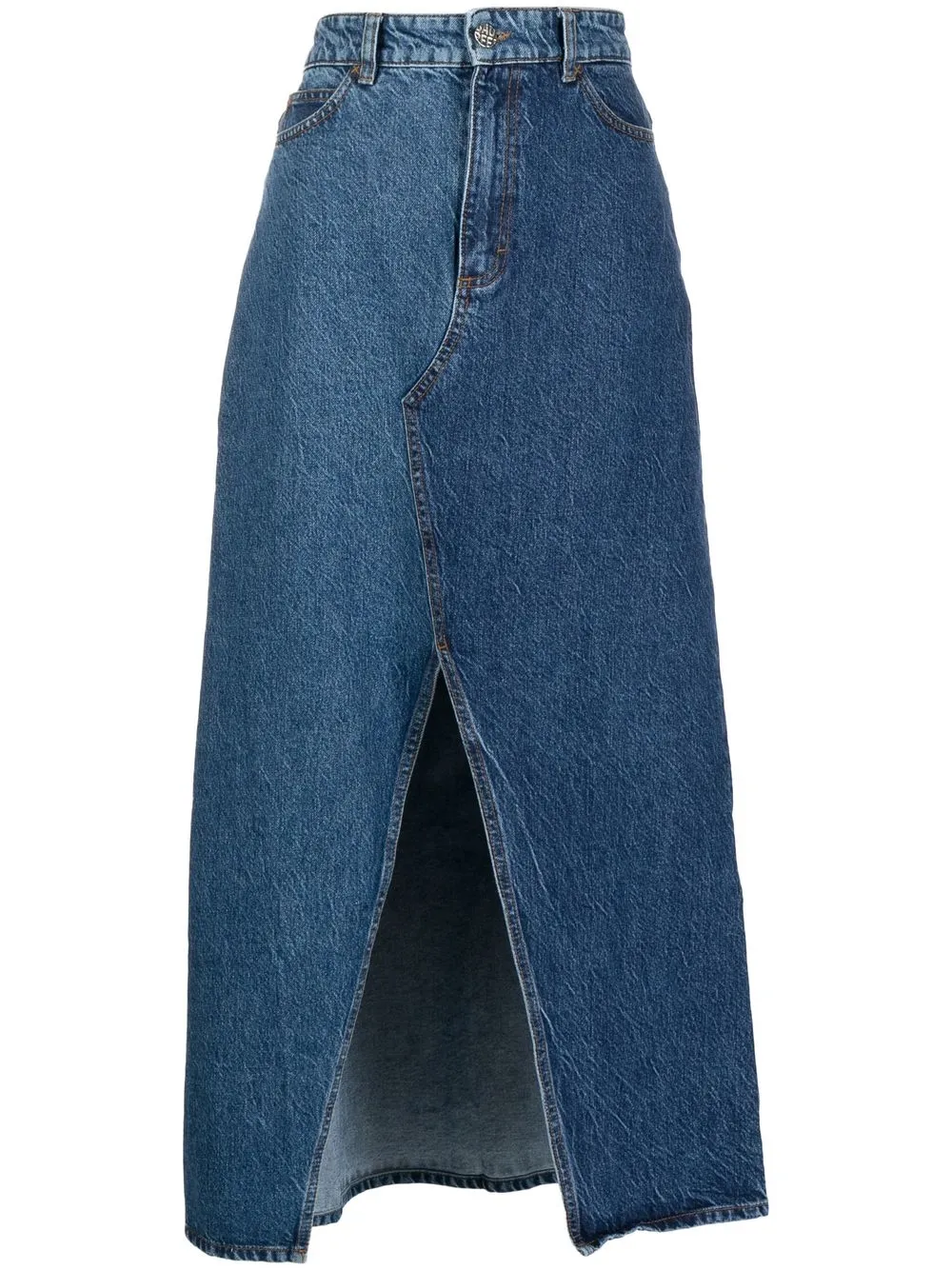 Baum Und Pferdgarten front-slit high-waist denim skirt - Blue