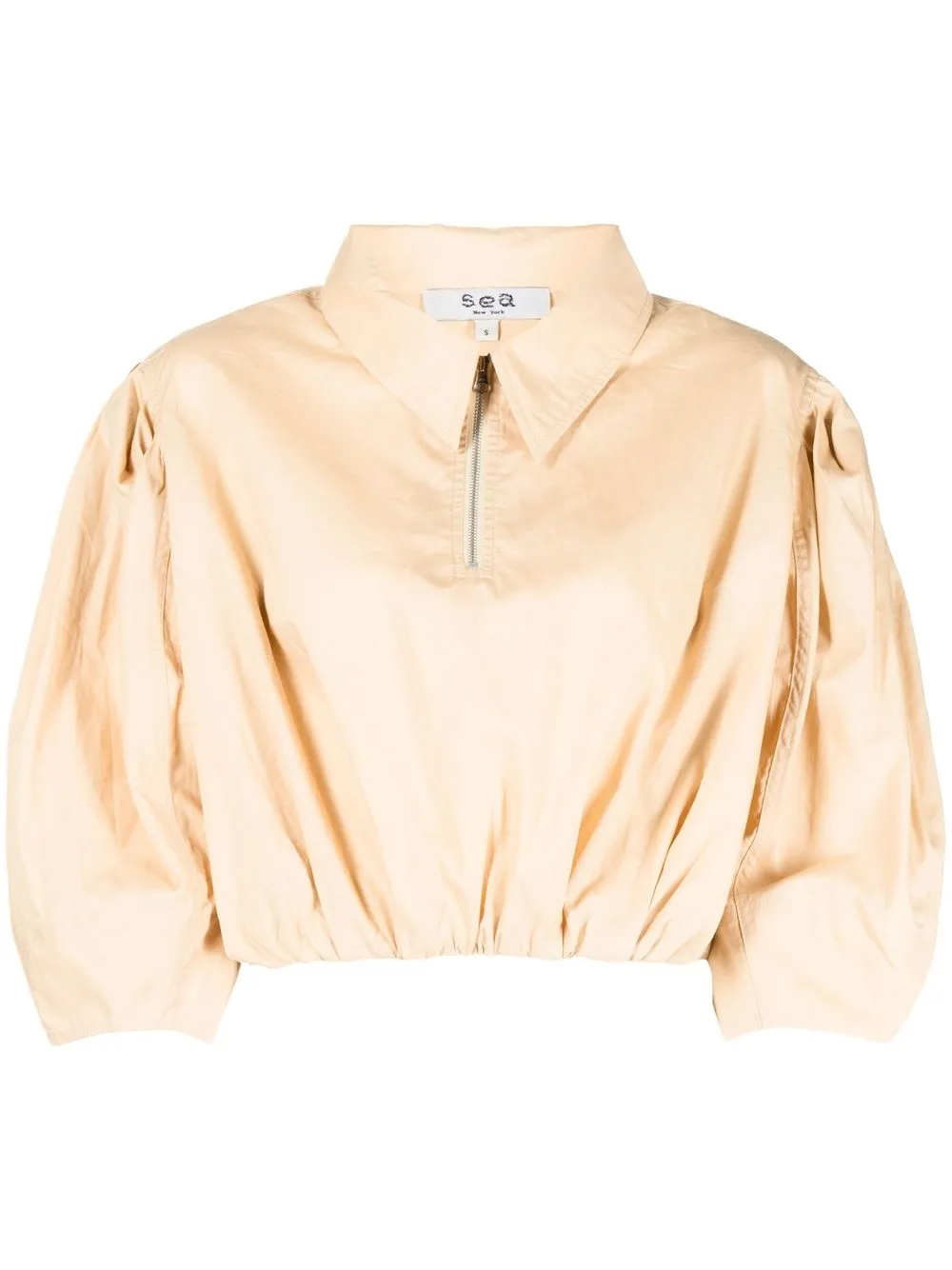 

Sea crop puff-sleeve blouse - Brown