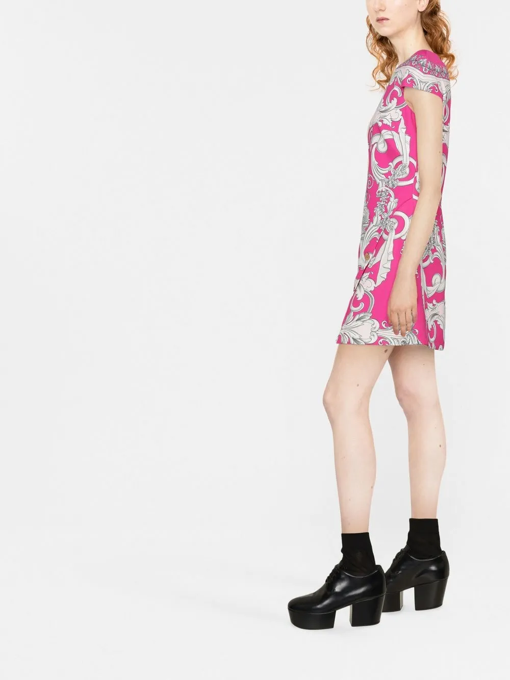  Versace Minikleid Mit Barock Print   Rosa 