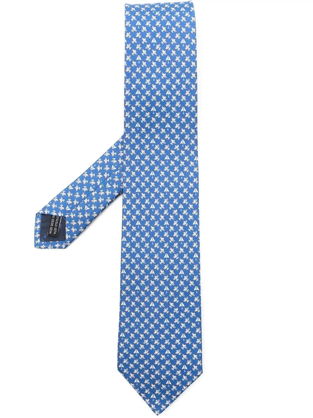 

Ferragamo Aeroplane-print pointed tie - Blue