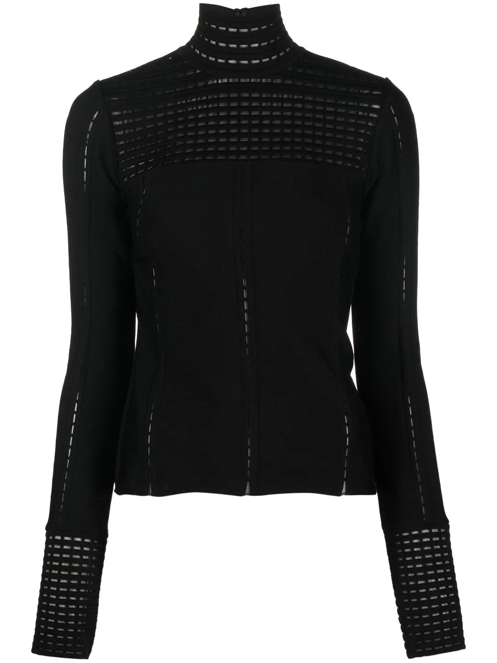 

Genny mesh-detail roll-neck top - Black