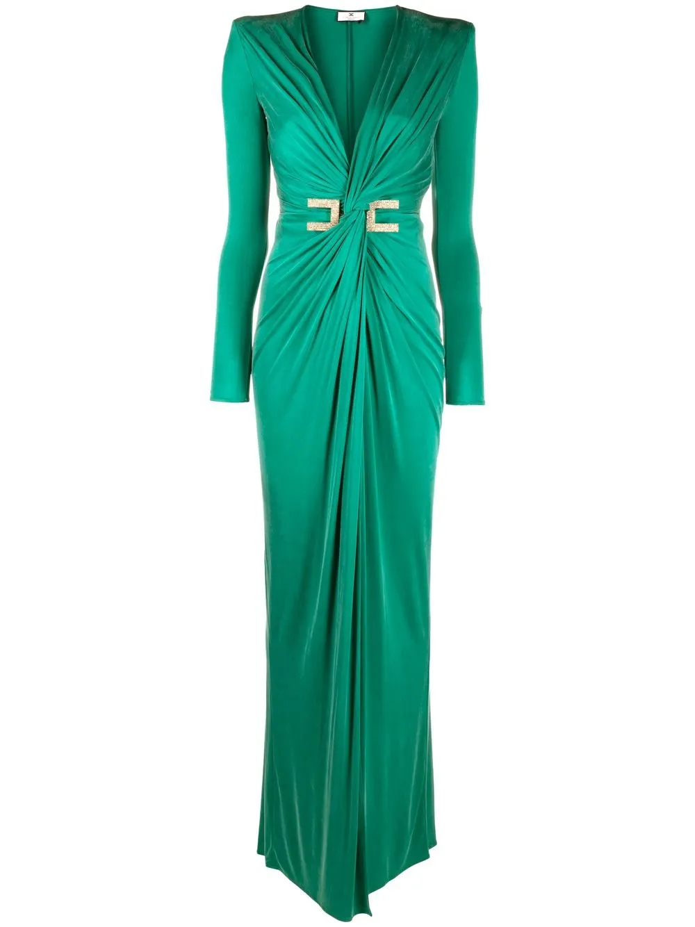 

Elisabetta Franchi logo-plaque draped gown - Green