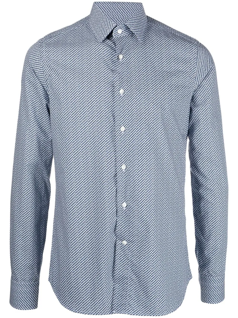 

Canali camisa manga larga con cuadros estampados - Azul